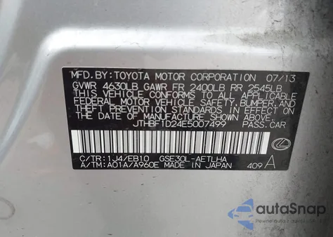 2014 Lexus Is from USA, damaged, VIN JTHBF1D24E5007499